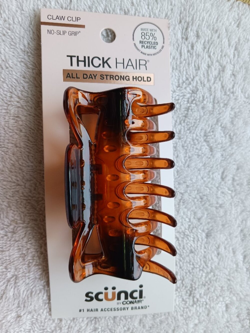 Scunci Thick Hair No Slip Grip All Day Strong Hold Brown Plastic Jaw Claw Clip